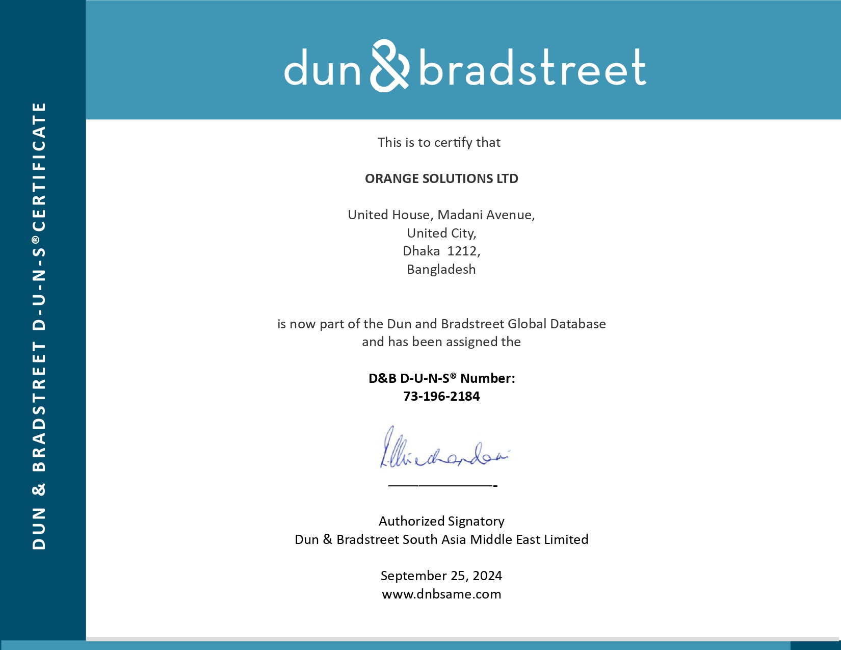 D-U-N-S Registration Certificate